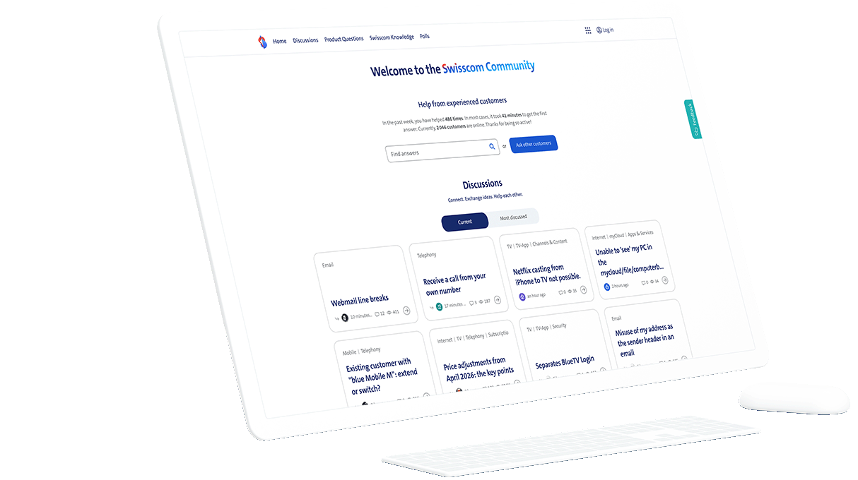 Mockup of the Swisscom community on desktop